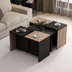 WoodyFashion Nesting Table Set | 5Pcs | Melamine Gecoat |18mm | 60x42x60cm | 35x47x35cm | Eiken Zwart 15 WoodyFashion Nesting Table Set | 5Pcs | Melamine Gecoat |18mm | 60x42x60cm | 35x47x35cm | Eiken Zwart -Emob 506MNR1235 20 202 beca