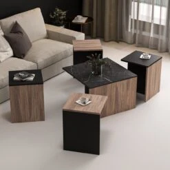 WoodyFashion Nesting Table Set | 5Pcs | Melamine Gecoat |18mm | 60x42x60cm | 35x47x35cm | Eiken Zwart 13 WoodyFashion Nesting Table Set | 5Pcs | Melamine Gecoat |18mm | 60x42x60cm | 35x47x35cm | Eiken Zwart -Emob 506MNR1235 20 204 cbd9