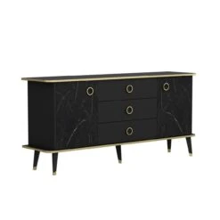 Woody Console | Melamine Coating | 100% MDF | 18mm | 180x84x45cm | Zwart Goud -Emob 506MNR1306 20 205 f459