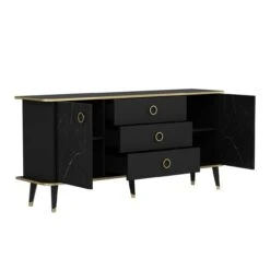 Woody Console | Melamine Coating | 100% MDF | 18mm | 180x84x45cm | Zwart Goud -Emob 506MNR1306 20 207 1e1c