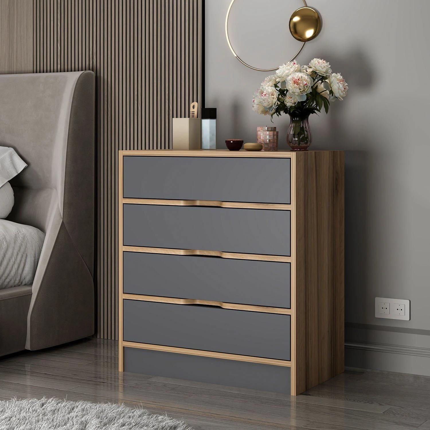 Woody Dressoir | Melamine Coating | Notelaar Antraciet 8 Woody Dressoir | Melamine Coating | Notelaar Antraciet - Afbeelding 8