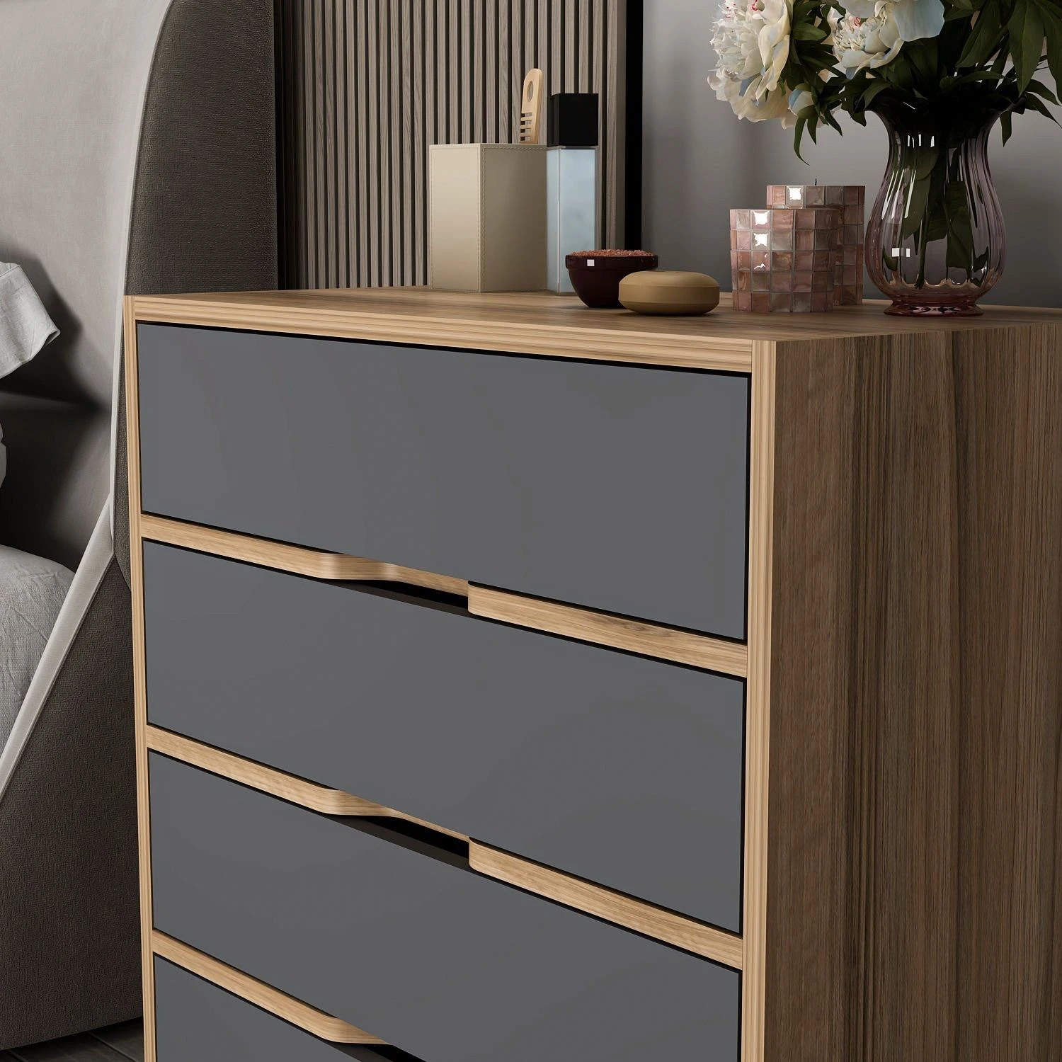 Woody Dressoir | Melamine Coating | Notelaar Antraciet 7 Woody Dressoir | Melamine Coating | Notelaar Antraciet - Afbeelding 7