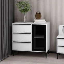 1-lades Woody Fashion Dressoir Wit 90x85x45cm
