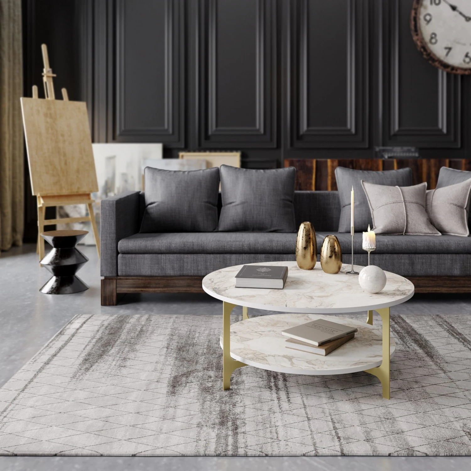 Hadley Salontafel | 100% Melamine | Metalen Poten | Goudwit 3 Hadley Salontafel | 100% Melamine | Metalen Poten | Goudwit - Afbeelding 3