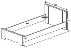 Eenpersoonsbed Sela 90x200 - Grijze Eik -Emob 54 3679C S5V 6b02