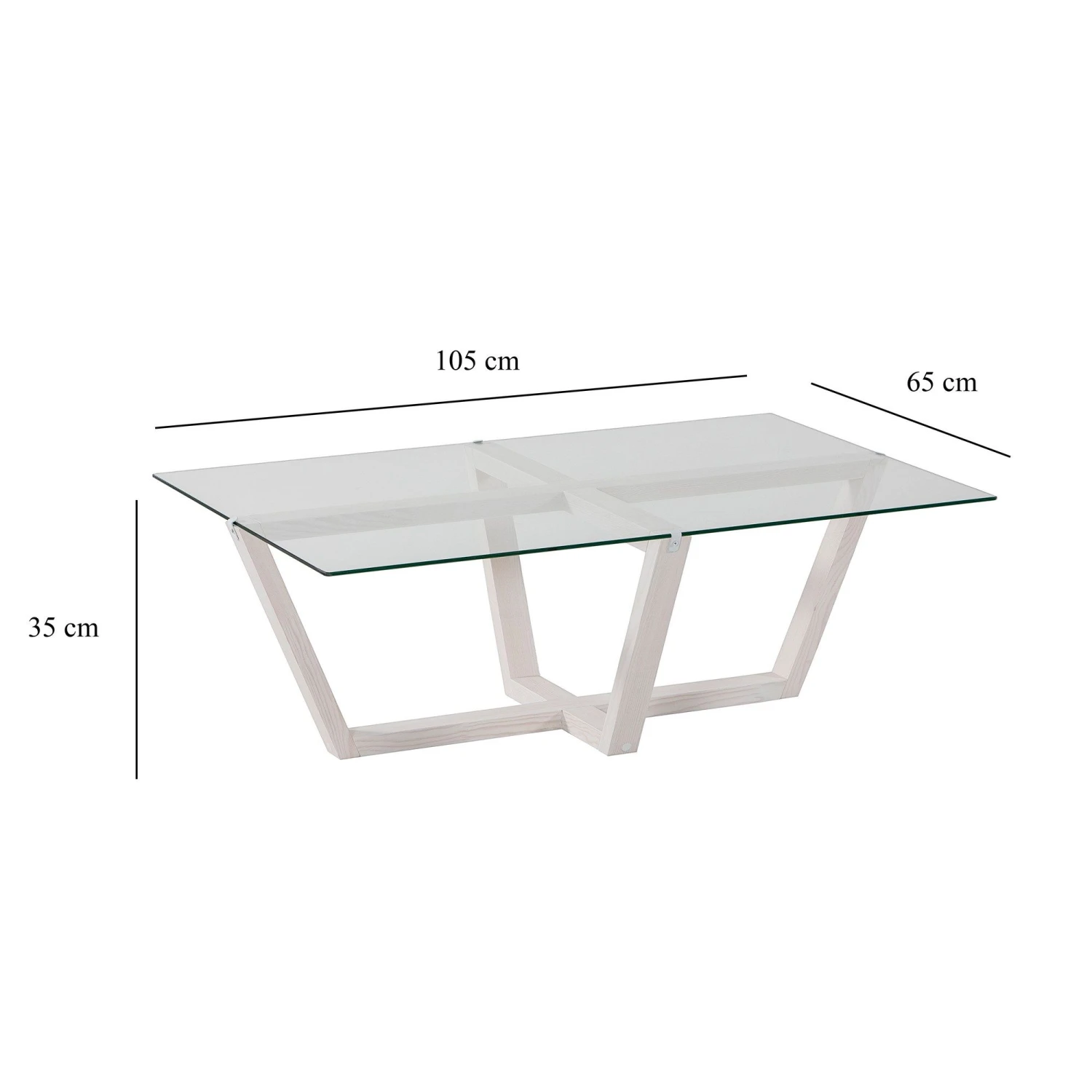 Locelso Salontafel | 100% Glas En Dennenhouten Frame | 105x35x65cm | Wit 2 Locelso Salontafel | 100% Glas En Dennenhouten Frame | 105x35x65cm | Wit - Afbeelding 2