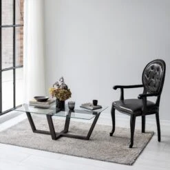 Locelso Salontafel | 100% Gehard Glas | Frame Van Pijnboomhout | Antraciet -Emob 552NOS1454 20 202 a629