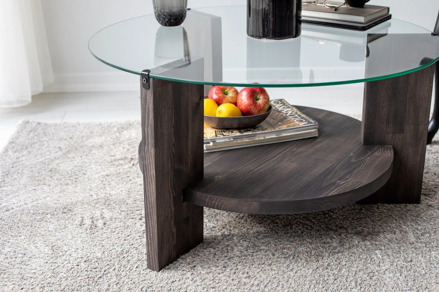 Locelso Salontafel | 100% Gehard Glas | Frame Van Grenen | Antraciet 5 Locelso Salontafel | 100% Gehard Glas | Frame Van Grenen | Antraciet - Afbeelding 5