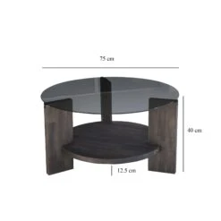 Locelso Salontafel | 100% Gehard Glas | Frame Van Pijnboomhout | Antraciet Donkerbruin -Emob 552NOS1458 20 207 6f8f