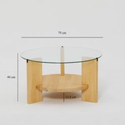 Locelso Salontafel | 100% Gehard Glas | Massief Grenen Frame | Eikenkleur -Emob 552NOS1459 20 207 99fd