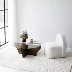 Locelso Salontafel | Gehard Glas En Metalen Frame | Notenhout -Emob 552NOS1471 20 202 9c4c