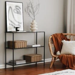 Locelso 100% Commode Van Gehard Glas | 100% Metalen Frame | Zwarte Kleur