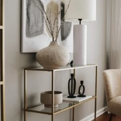 Locelso Dressoir | 100% Gehard Glas | 4mm Dik | 100% Metalen Frame | Goudkleur -Emob 552NOS1903 20 206 d8e1