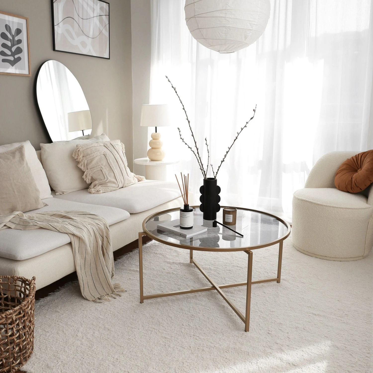 Locelso Salontafel | Gehard Glas | Metalen Frame | 83x40x83 Cm | Goudgeel 8 Locelso Salontafel | Gehard Glas | Metalen Frame | 83x40x83 Cm | Goudgeel - Afbeelding 8