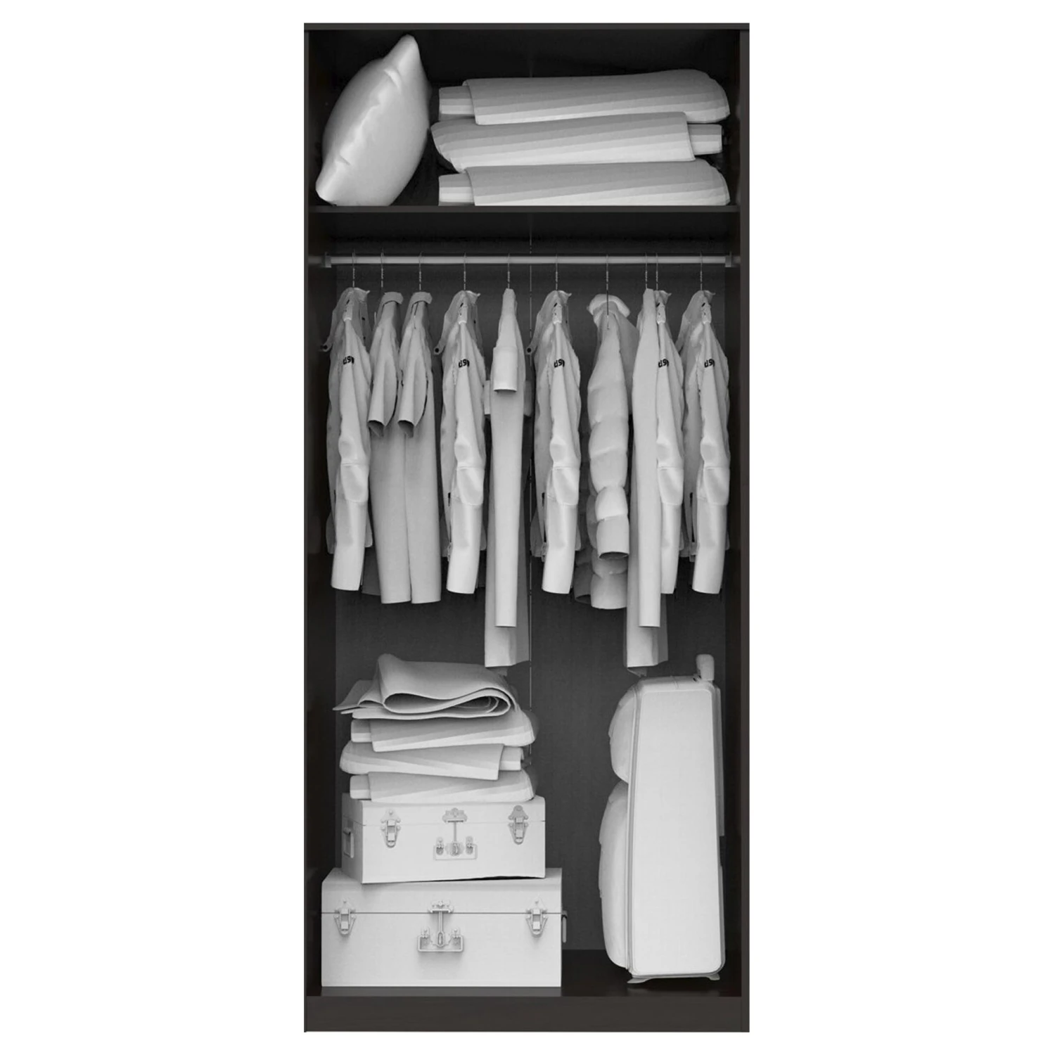 Kledingkast Tarn 80cm Met 2 Deuren - Wengé 4 Kledingkast Tarn 80cm Met 2 Deuren - Wengé - Afbeelding 4