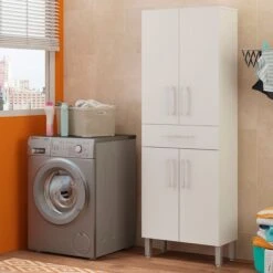 Badkamerkast Tara 62cm Met 4 Deuren & 1 Lade - Wit