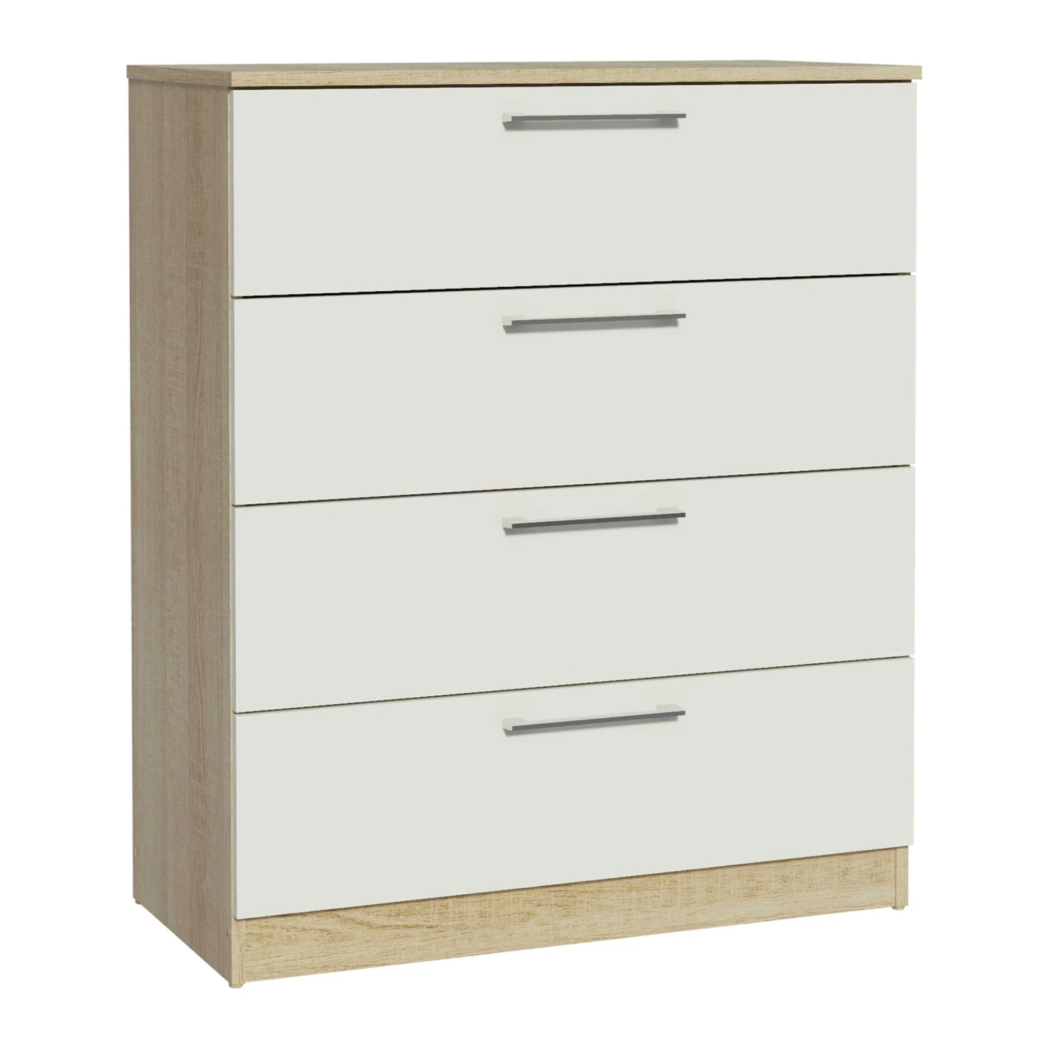 Commode Nelli 80cm 4 Lades - Wit/eik 1 Commode Nelli 80cm 4 Lades - Wit/eik