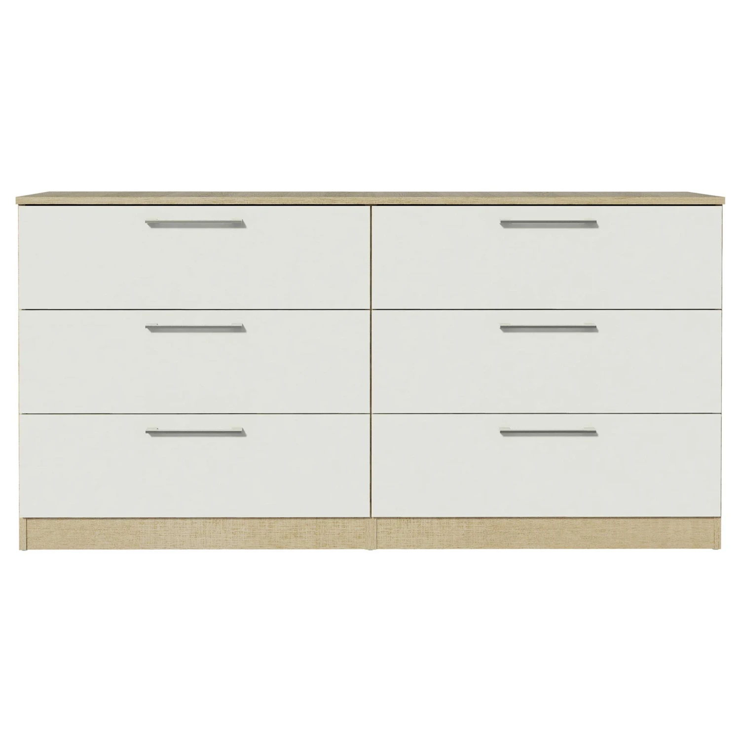 Commode Nelli 150cm 6 Lades - Wit/eik 2 Commode Nelli 150cm 6 Lades - Wit/eik - Afbeelding 2