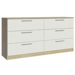 Commode Nelli 150cm 6 Lades - Wit/eik