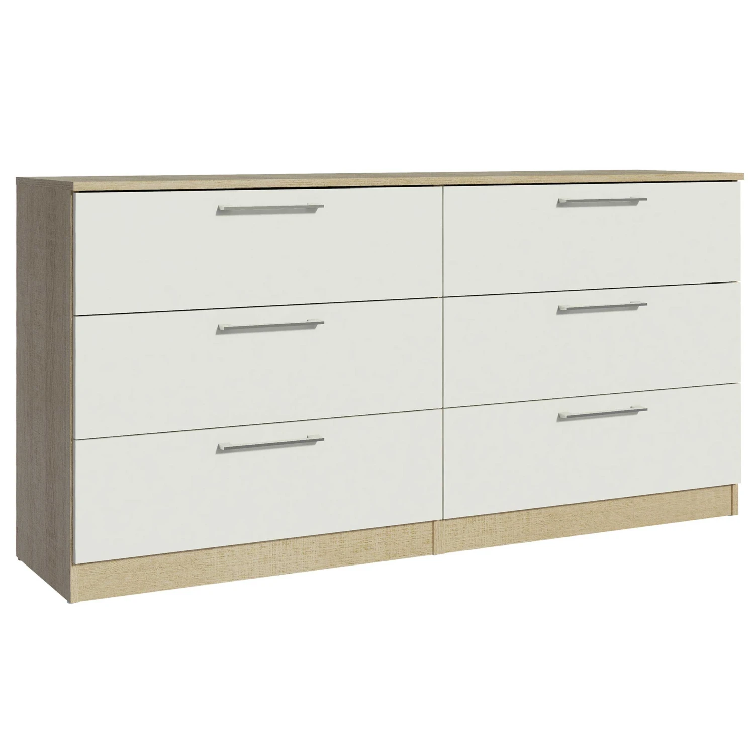 Commode Nelli 150cm 6 Lades - Wit/eik 1 Commode Nelli 150cm 6 Lades - Wit/eik