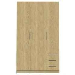 Kledingkast Tarn 120cm Met 3 Deuren & 3 Lades - Eik