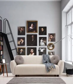 Comfortabele En Stijlvolle 3-zitsbank | Crèmekleur | Beukenhouten Frame