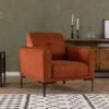 Artie Wing Chair | Beukenhout/Chipboard Frame | Oranje Polyester Stof | 88x86x88 Cm