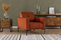Artie Wing Chair | Beukenhout/Chipboard Frame | Oranje Polyester Stof | 88x86x88 Cm