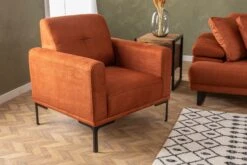 Artie Wing Chair | Beukenhout/Chipboard Frame | Oranje Polyester Stof | 88x86x88 Cm -Emob 560ARE1734 20 202 6317