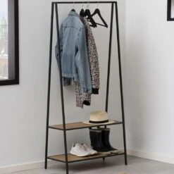 Kledingrek Dover - Zwart/wilde Eik