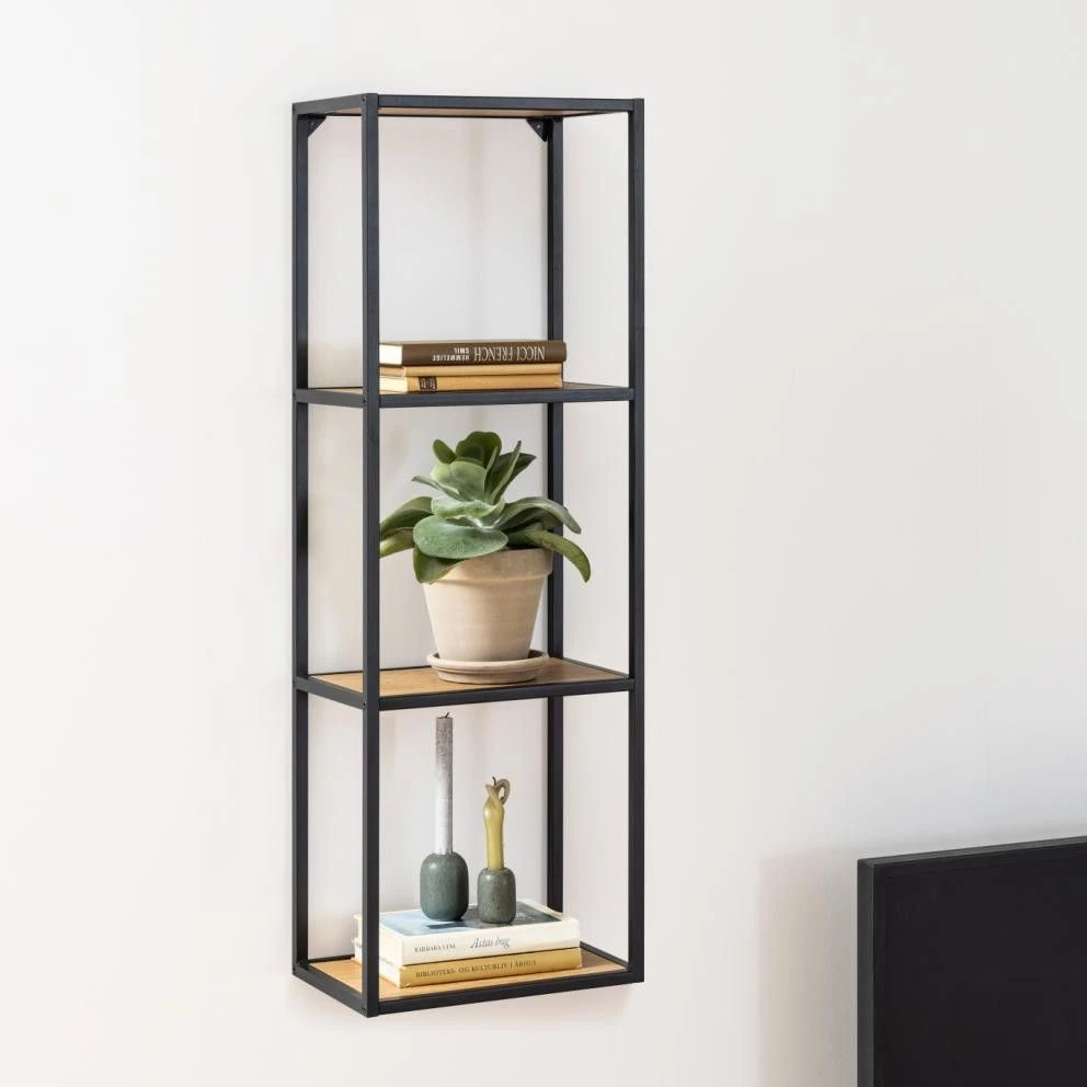 Wandrek Dover 37cm - Zwart/wilde Eik 1 Wandrek Dover 37cm - Zwart/wilde Eik