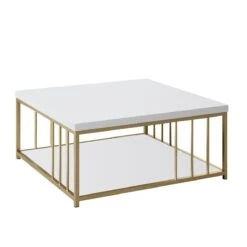 Woody Fashion Salontafel | 100% Melamine | Metalen Poten | Witgoud -Emob 618BLY1134 20 205 7379