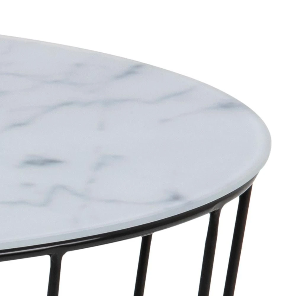 Set Van 2 Salontafels Bonza - Marmer/zwart 5 Set Van 2 Salontafels Bonza - Marmer/zwart - Afbeelding 5