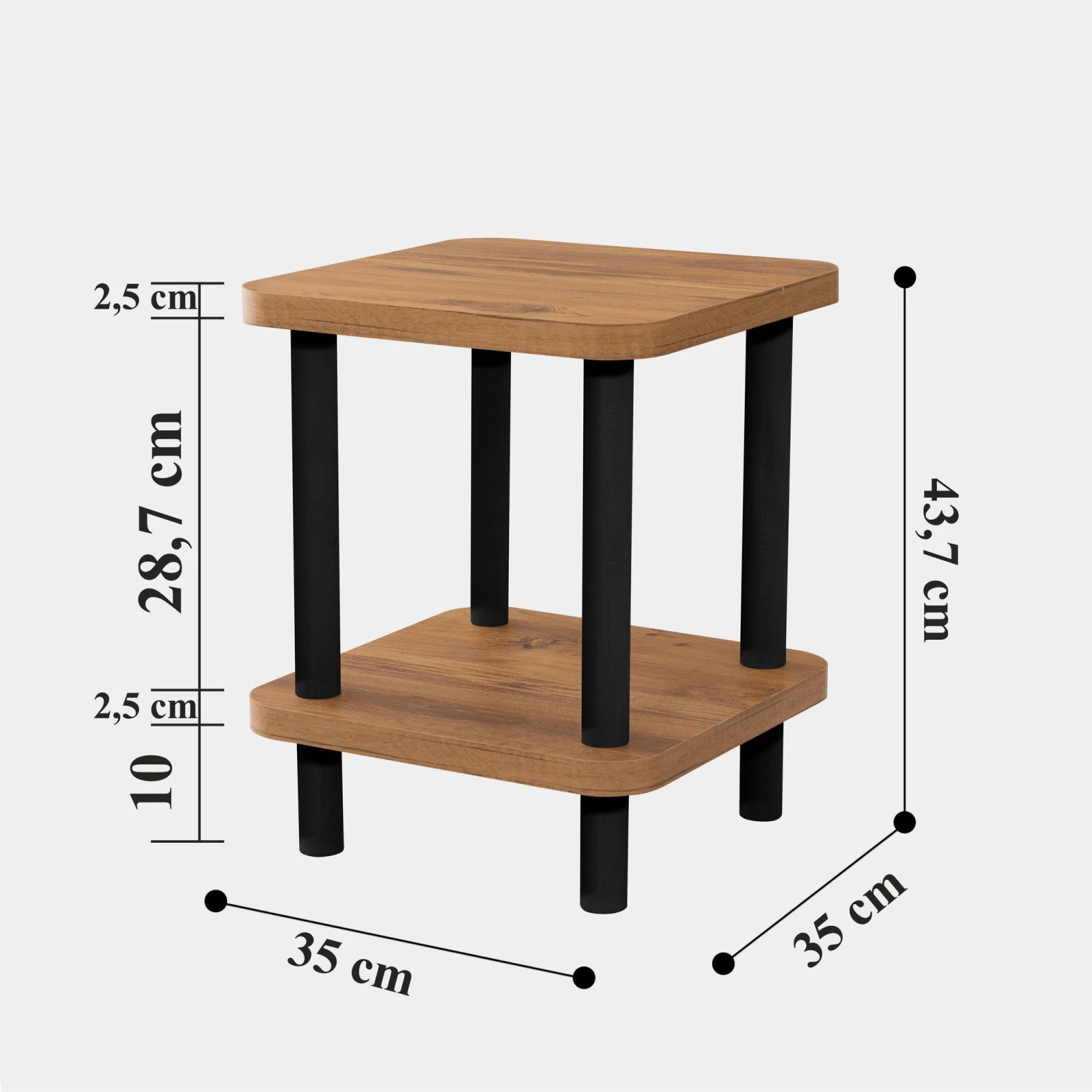 Dora Bijzettafel | 100% Melamine | Zwart Atlantisch Pijnboom 2 Dora Bijzettafel | 100% Melamine | Zwart Atlantisch Pijnboom - Afbeelding 2