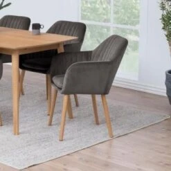 Armstoel Hermeline - Donkergrijs/eik