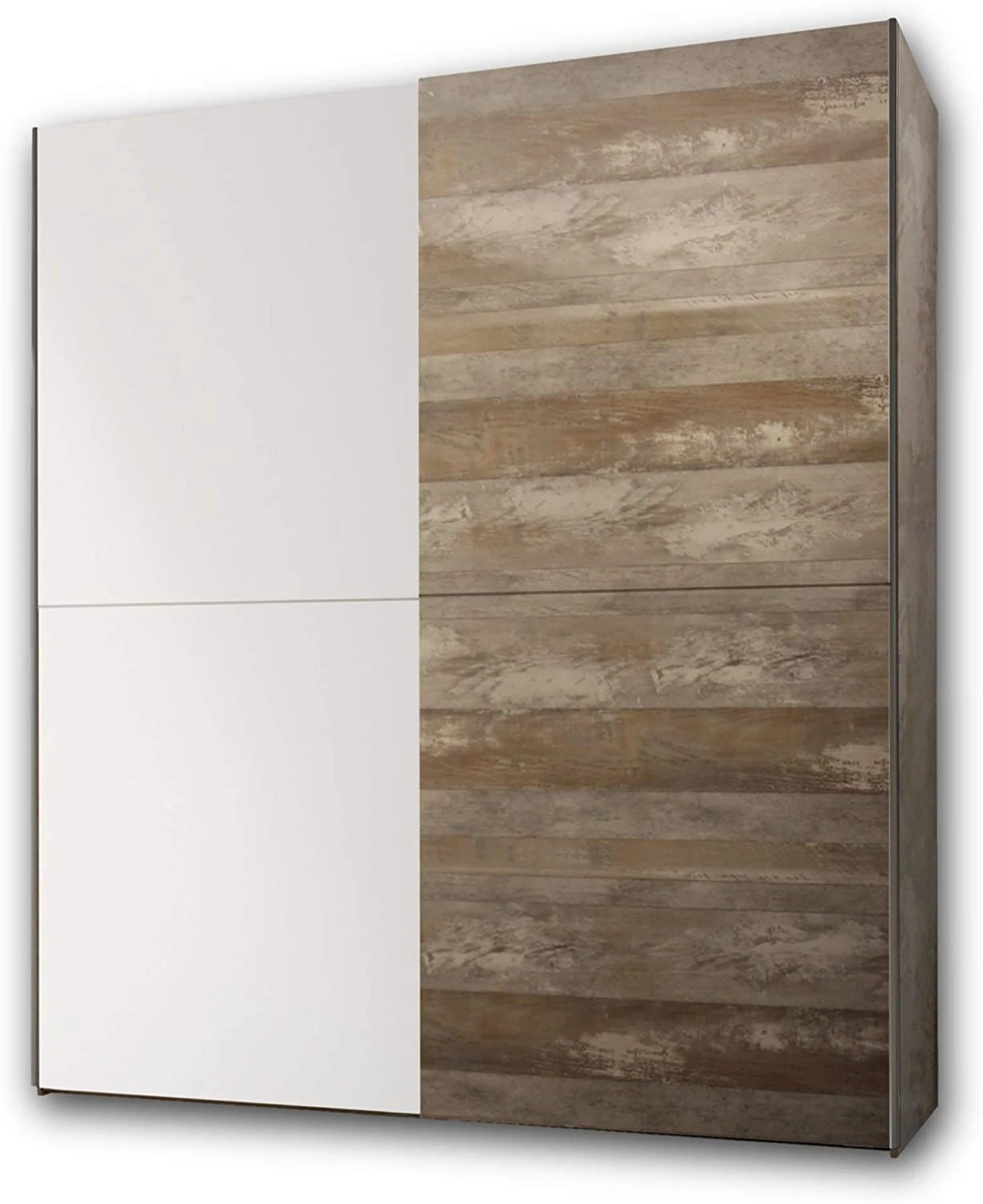 Kledingkast Petrus 170cm Met 2 Schuifdeuren - Wit/drijfhout 4 Kledingkast Petrus 170cm Met 2 Schuifdeuren - Wit/drijfhout - Afbeelding 4