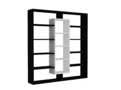 Houten Kunst Boekenplank | 18mm Dikte | 125cm X 135cm | Zwart Wit -Emob 731WAT3608 20 203 41a9