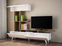 Woody Fashion TV-meubel | 18mm Dik | 195x180x31 | Wit Notenhout -Emob 745DCD3010 20 202 60be