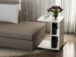 Furny Home Bijzettafel | 18mm 100% Melamine Gecoat | Wielpoten | Wit