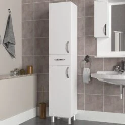 Furny Home Badkamermeubel | 100% Melaminegecoat Met Spaanplaathout Van 18 Mm Dik | 31,30 X 35 X 179 Cm | Wit