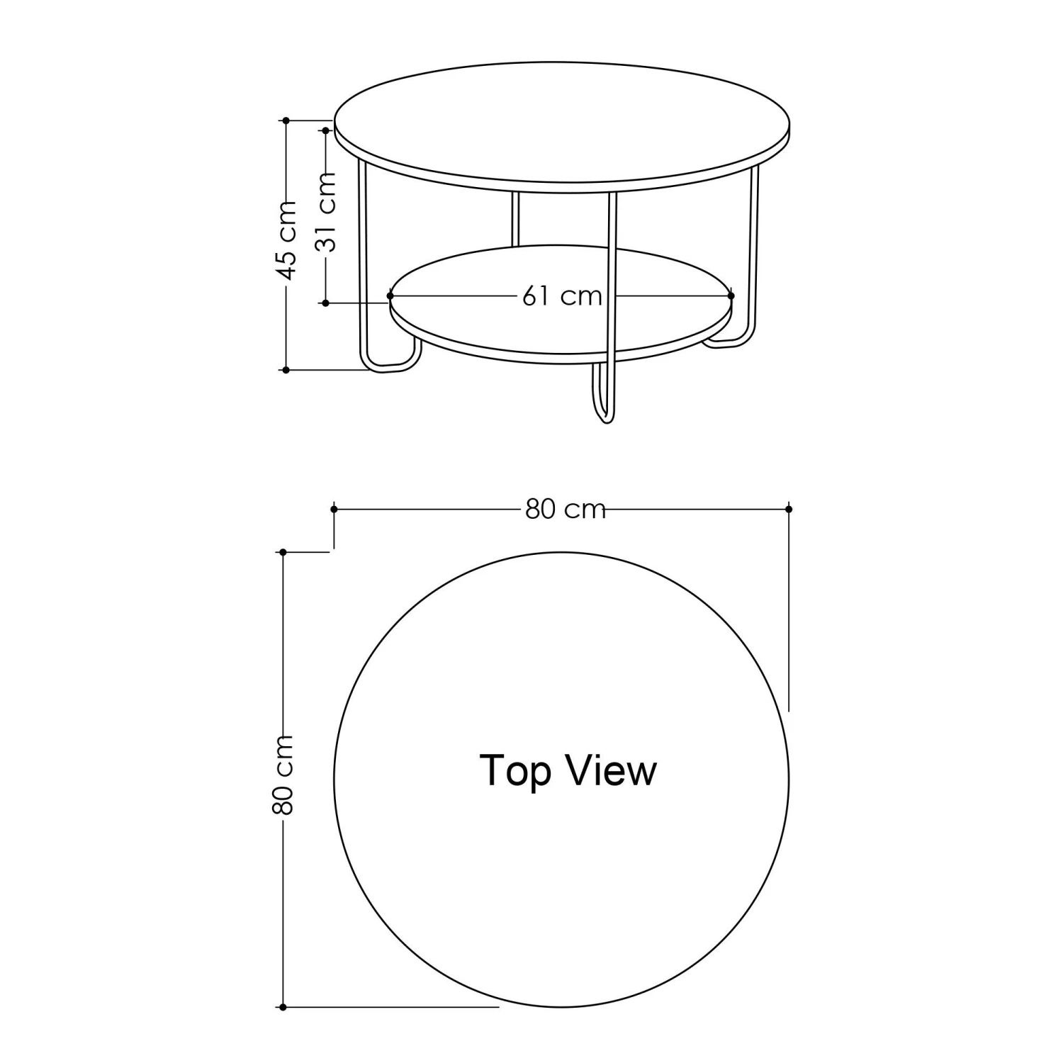 Woody Salontafel | 2-Tier | Metalen Poten | Wit 3 Woody Salontafel | 2-Tier | Metalen Poten | Wit - Afbeelding 3