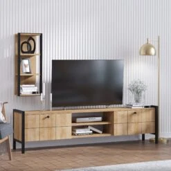 Modern TV-meubel | 100% Melamine Coating | Eiken Zwart | Aan De Muur Te Bevestigen 6 Modern TV-meubel | 100% Melamine Coating | Eiken Zwart | Aan De Muur Te Bevestigen -Emob 793ELG3024 20 202 9765