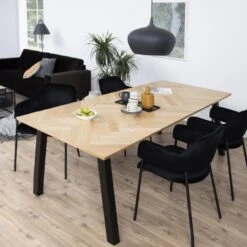 Eettafel Brian 220cm Rechthoekig Visgraat - Eiken Decor/zwart