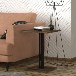 Tera Home Bijzettafel | 100% Melamine | 18mm Dikte | Metalen Frame | 44" Breedte | Walnoot Zwart -Emob 804TRH2821 20 202 7439