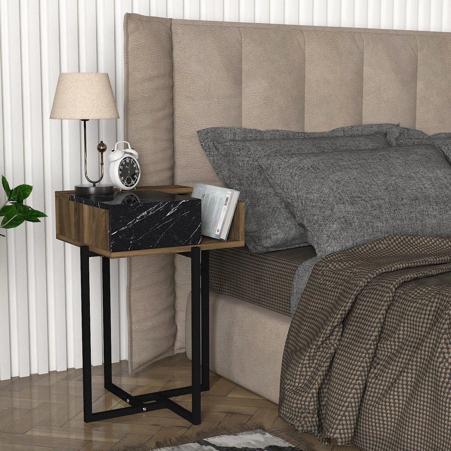 Tera Home Bijzettafel - 18mm Dikte | Metalen Frame | 44" Breedte | Notenhout 7 Tera Home Bijzettafel - 18mm Dikte | Metalen Frame | 44" Breedte | Notenhout - Afbeelding 7