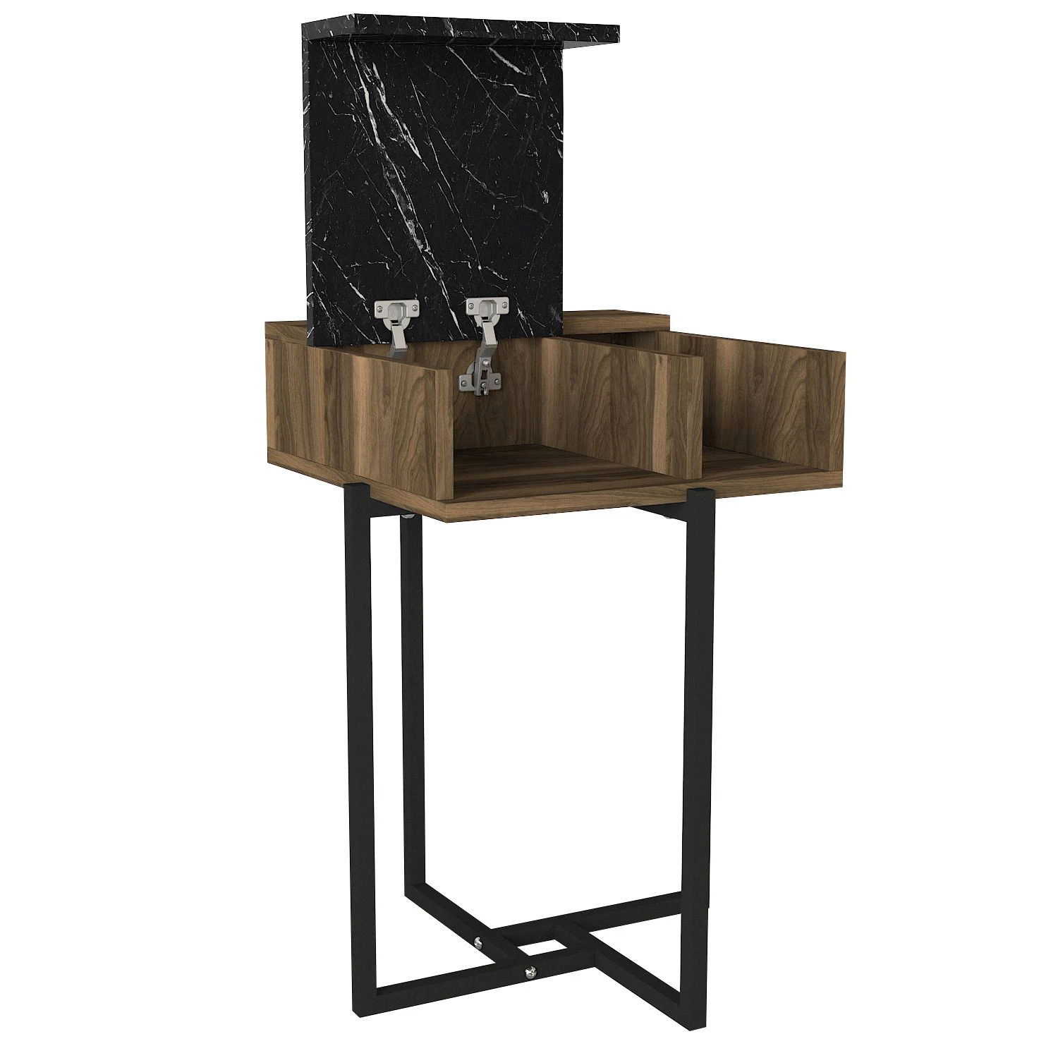 Tera Home Bijzettafel - 18mm Dikte | Metalen Frame | 44" Breedte | Notenhout 2 Tera Home Bijzettafel - 18mm Dikte | Metalen Frame | 44" Breedte | Notenhout - Afbeelding 2