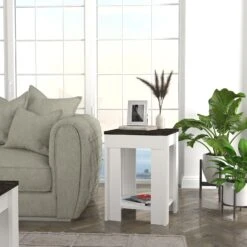 Tera Home Bijzettafel | 18mm | 40cm X 56cm | Wit/Donkerbruin -Emob 804TRH2845 20 202 3886