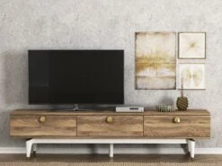 Tera Home TV-meubel | 100% Melamine Laag | 18mm Dikte | 180cm Breedte | Noten Wit