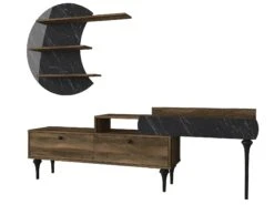 Talon TV-meubel | 100% Melamine | 18mm Dikte | 181cm Breedte X 58cm Hoogte | Noten Zwart -Emob 804TRH3058 20 205 881d