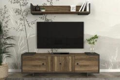Tera Home TV-meubel | 100% Melamine Laag | 18mm Dikte | 150cm Breedte | Antraciet Notenhout